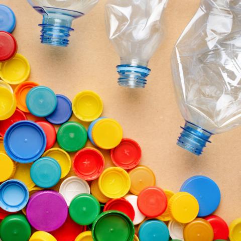Plastic bottles and bottle caps