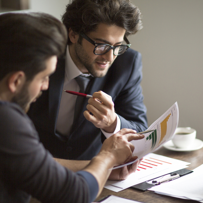 Person reviewing financials