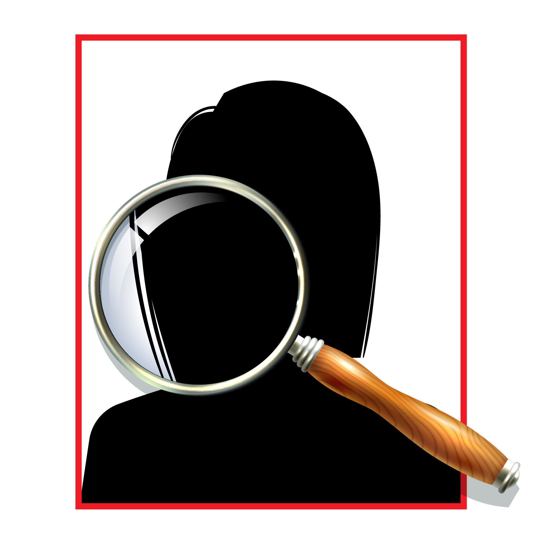 Person's shadow and magnifying glass