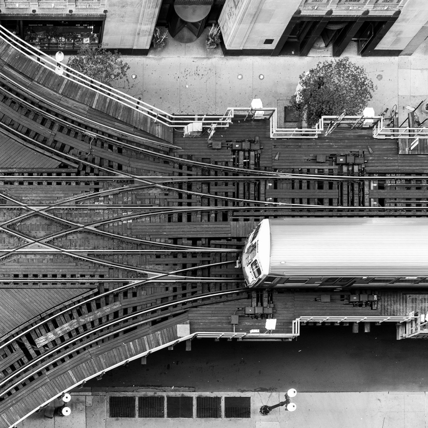 Birds eye view of train line