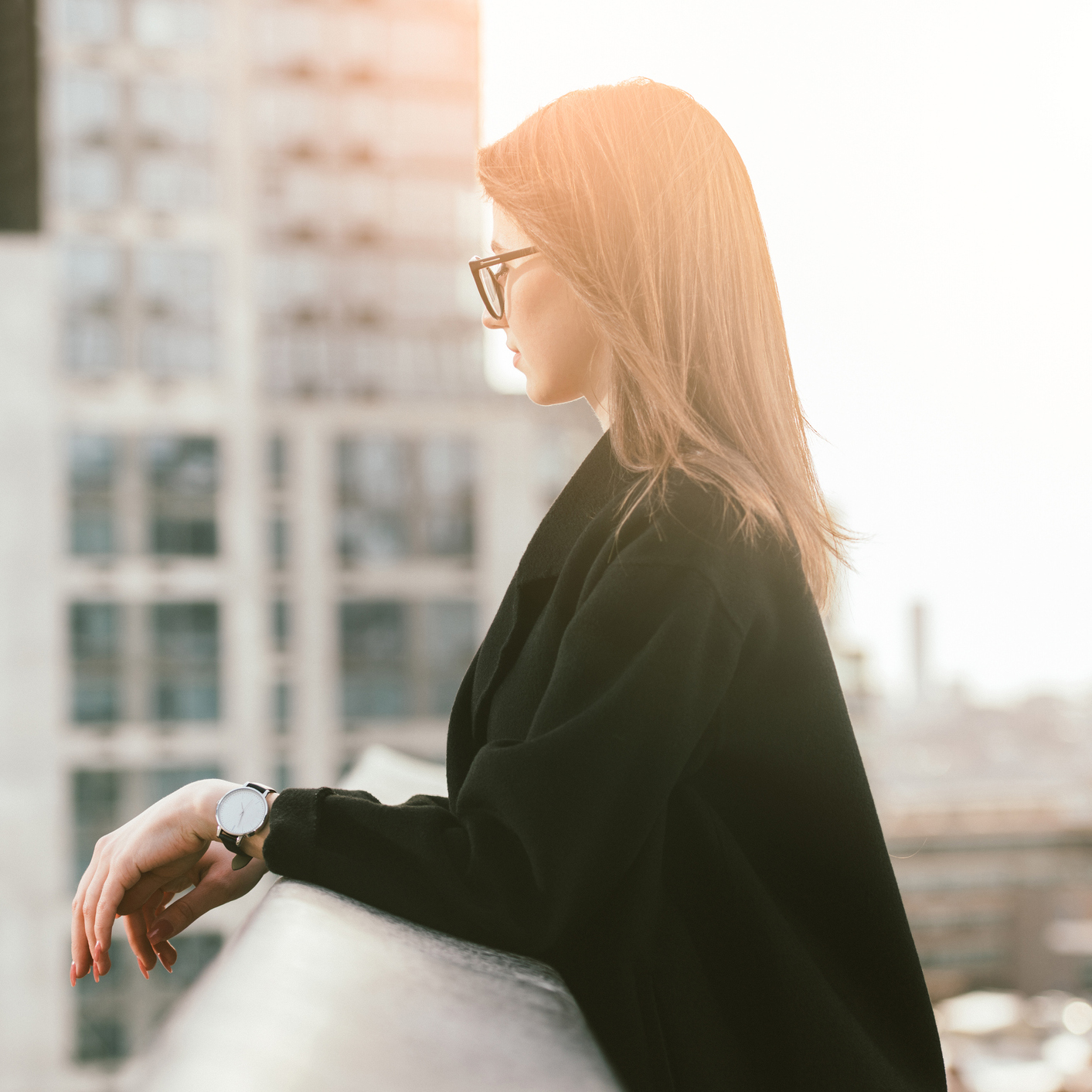 Women looking down from balcony