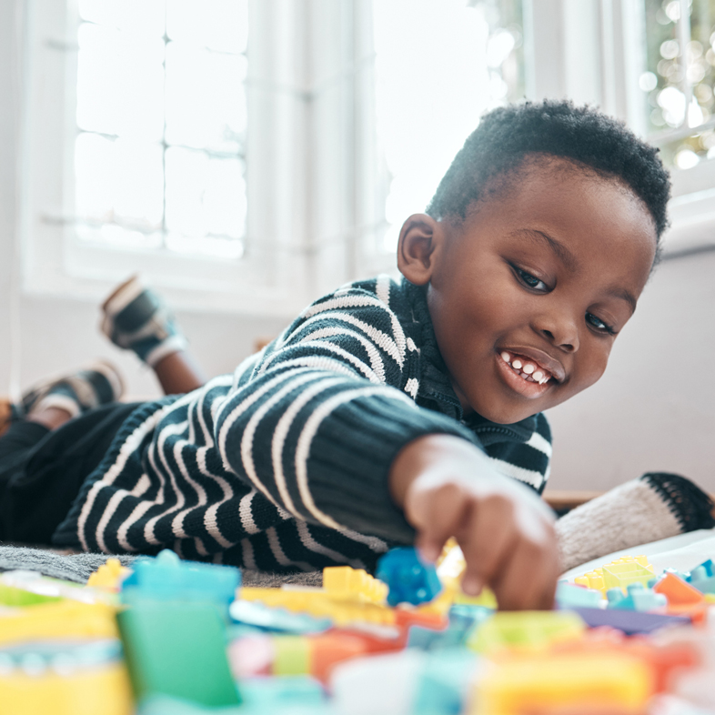 Boy playing with blocks