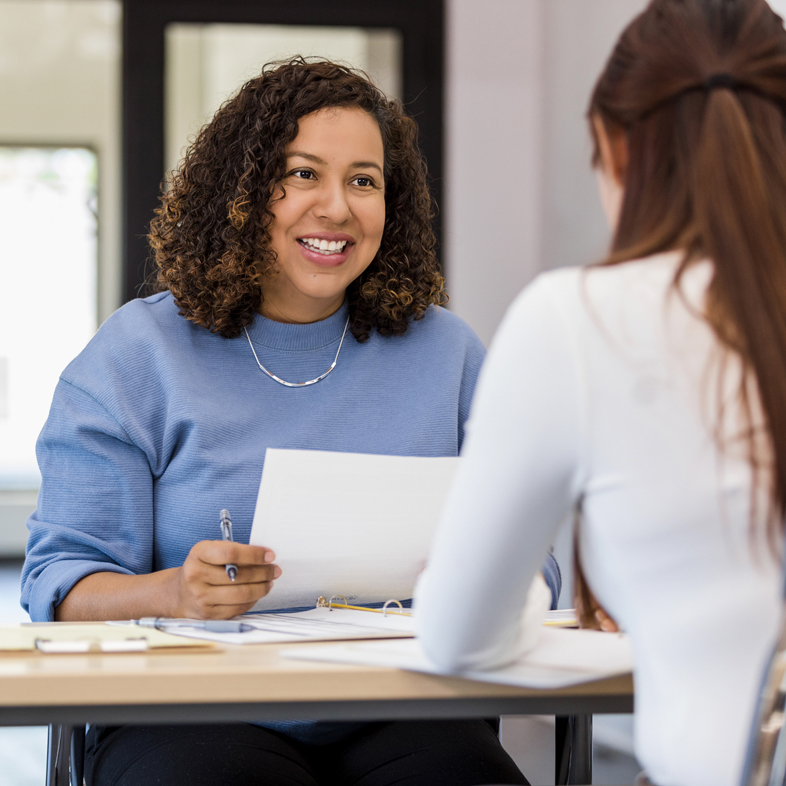 Woman helping with resume