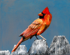 Cardinal on a fence