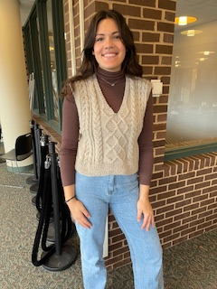 Woman wearing a knitted vest