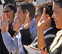Immigrants at a naturalization ceremony