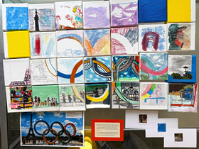 Colorful tiles that make a picture