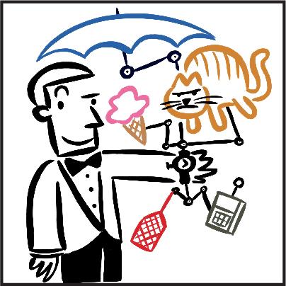 Cartoon spy with a cat