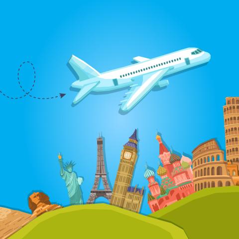 Plane flying across the world