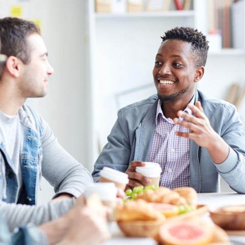 Two men having a lunch meeting
