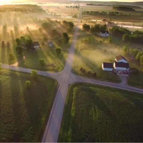 Aerial view of farm