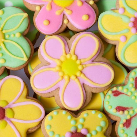 Decorated flower cookies