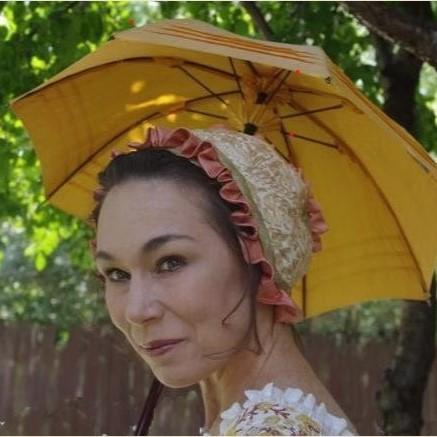 Actress Debra Miller portraying Jan Austen