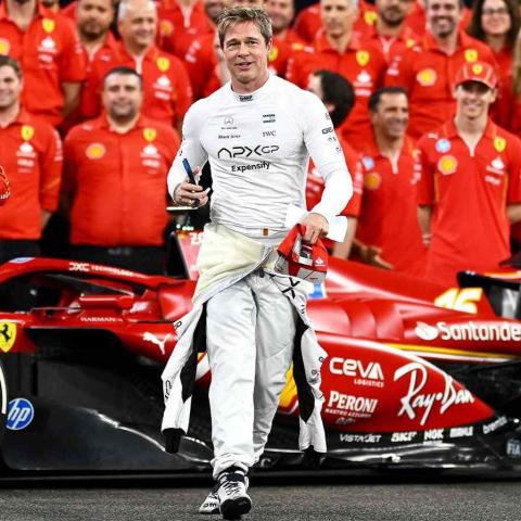 cast of F1 movie and race car