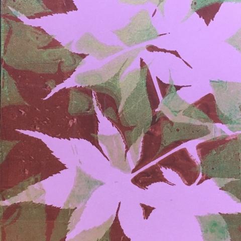 Gelatin print of leaves by Nancy Staszak
