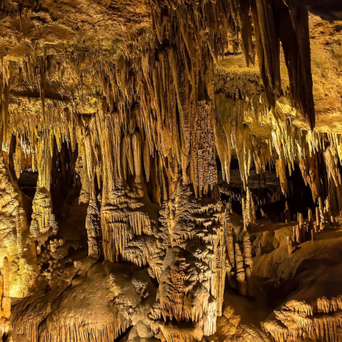 inside cave with many natural formations