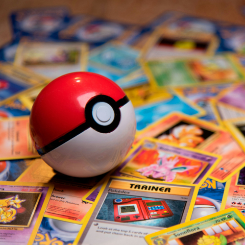 Pokemon ball on cards