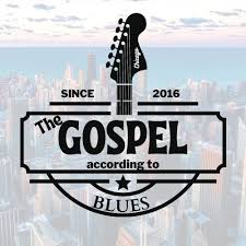 Gospel According to Blues band logo with Chicago skyline in background