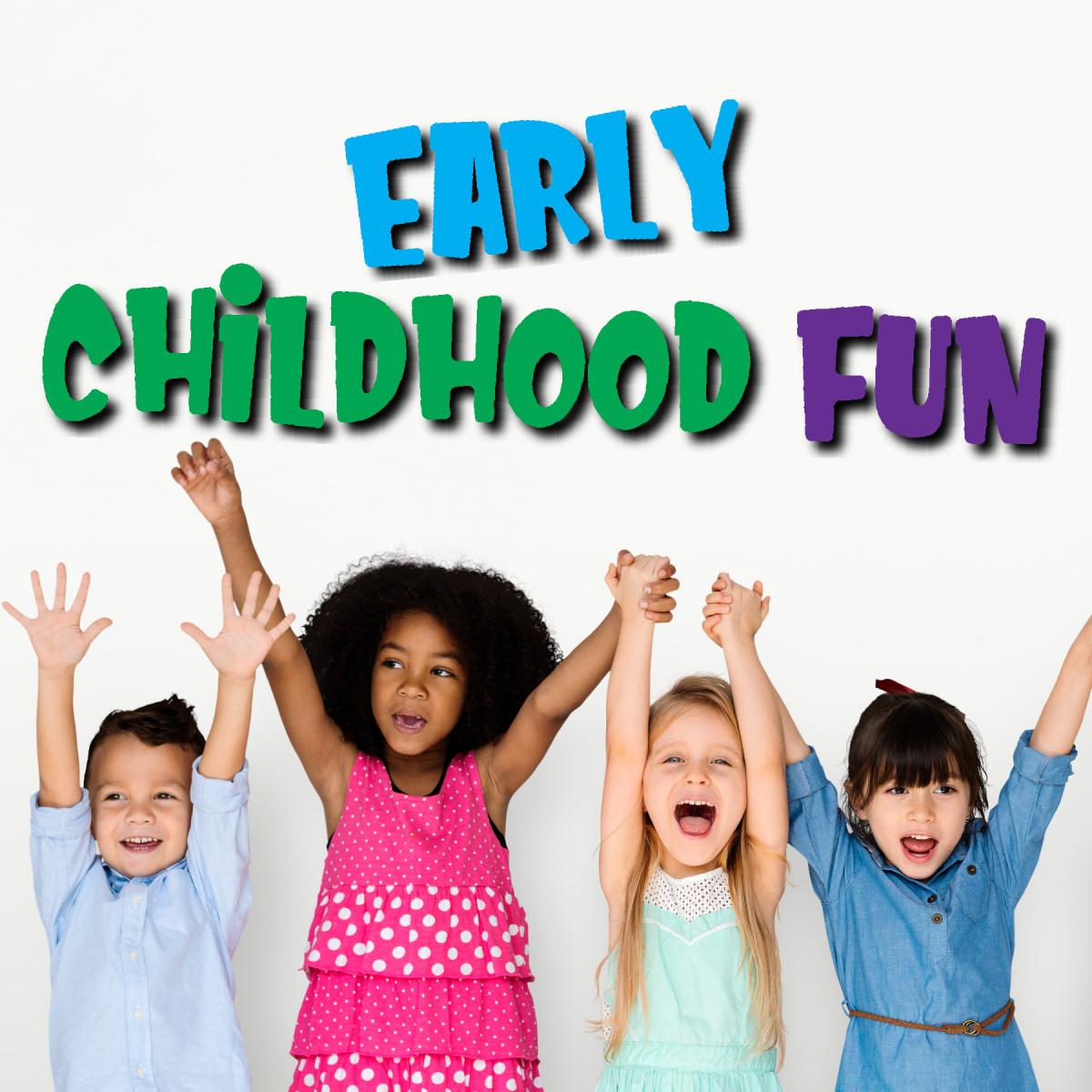 Children with arms raised in excitement 