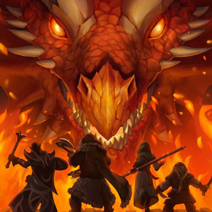 D&D characters fighting a dragon