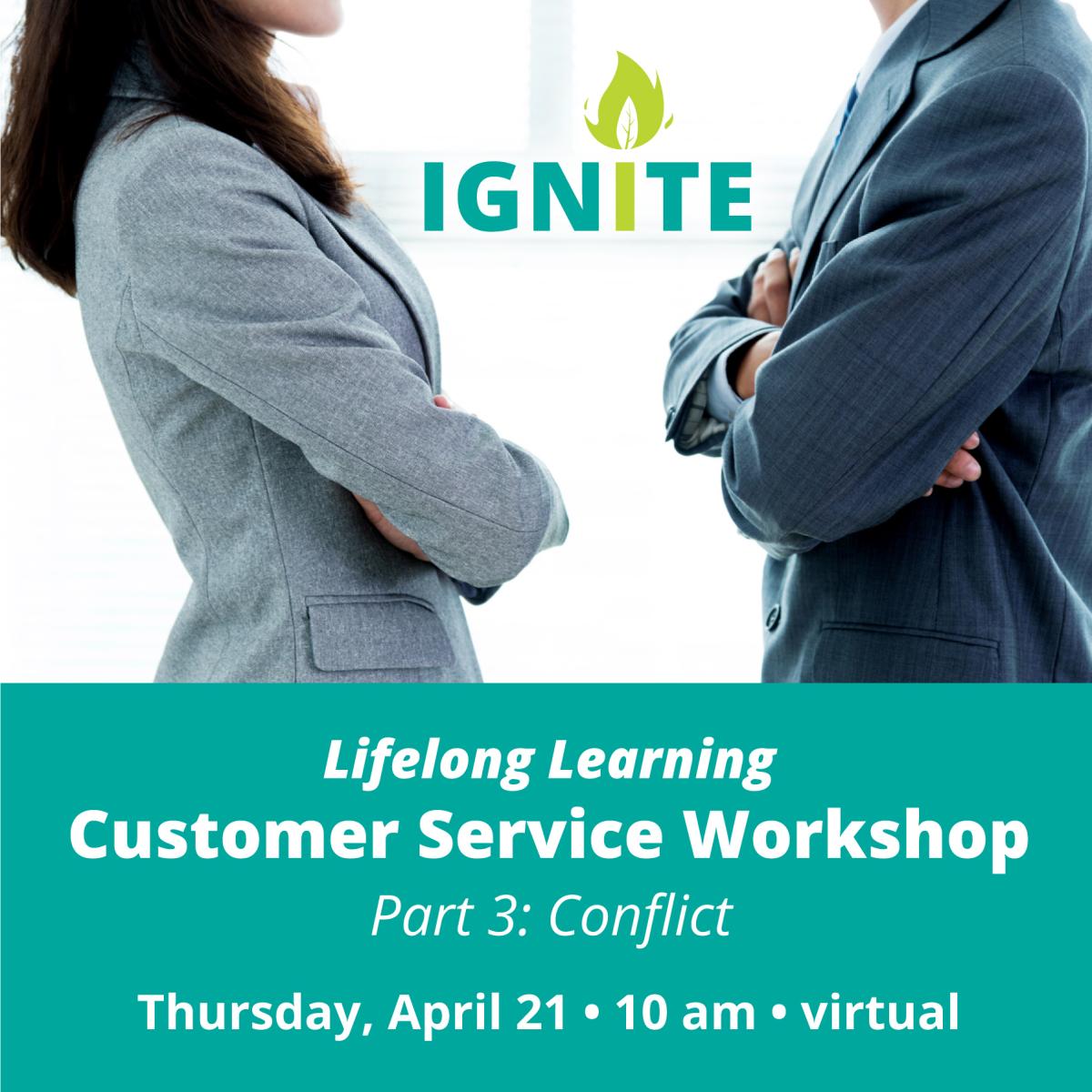 Two people in suits facing each other with their arms crossed