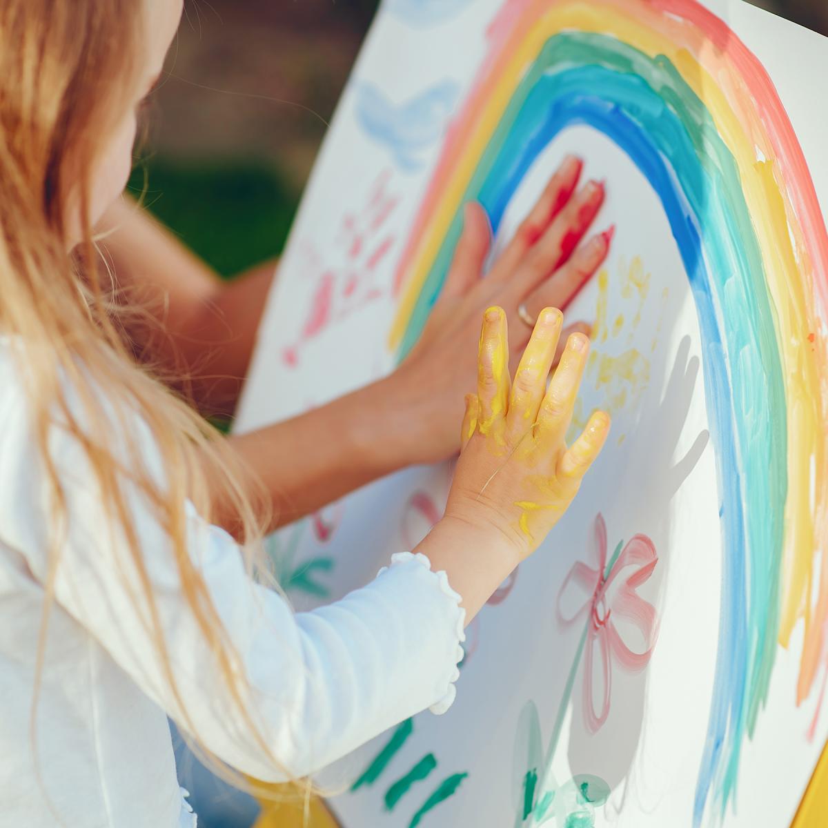 Child finger painting