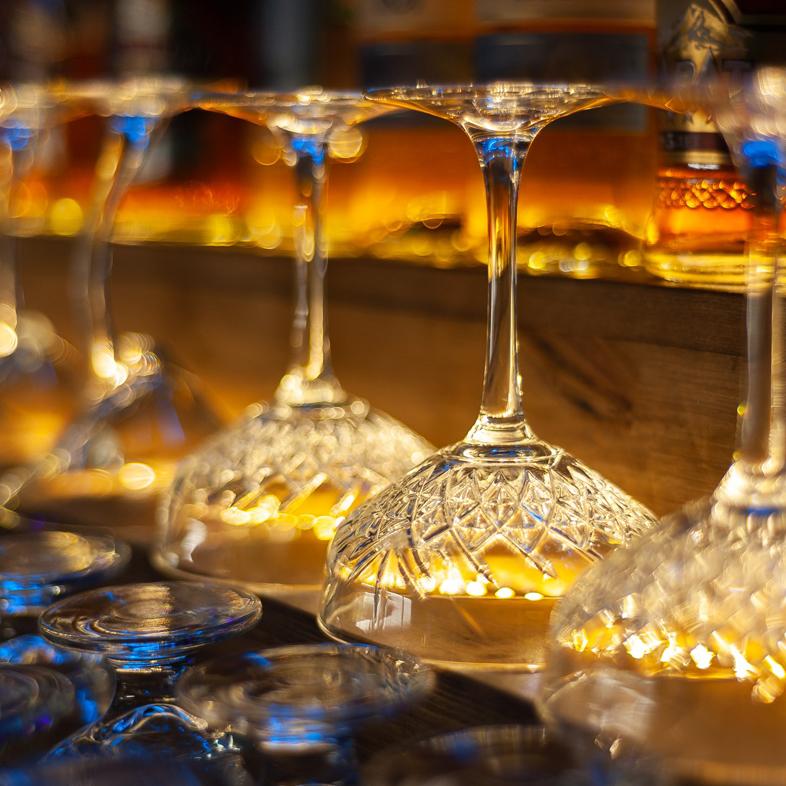 Upside down cocktail glasses