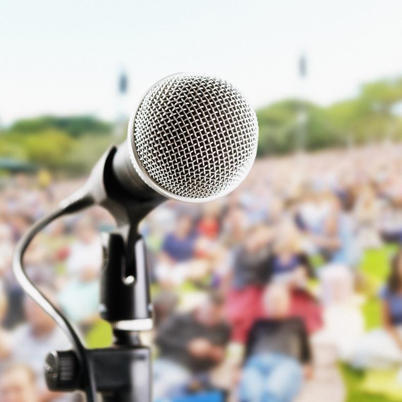 Crowd with microphone