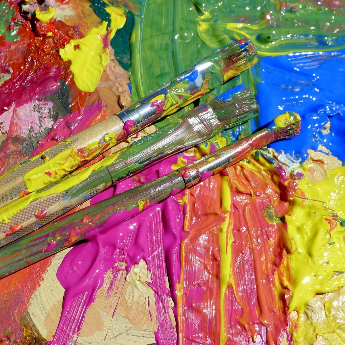 Paint and paintbrushes