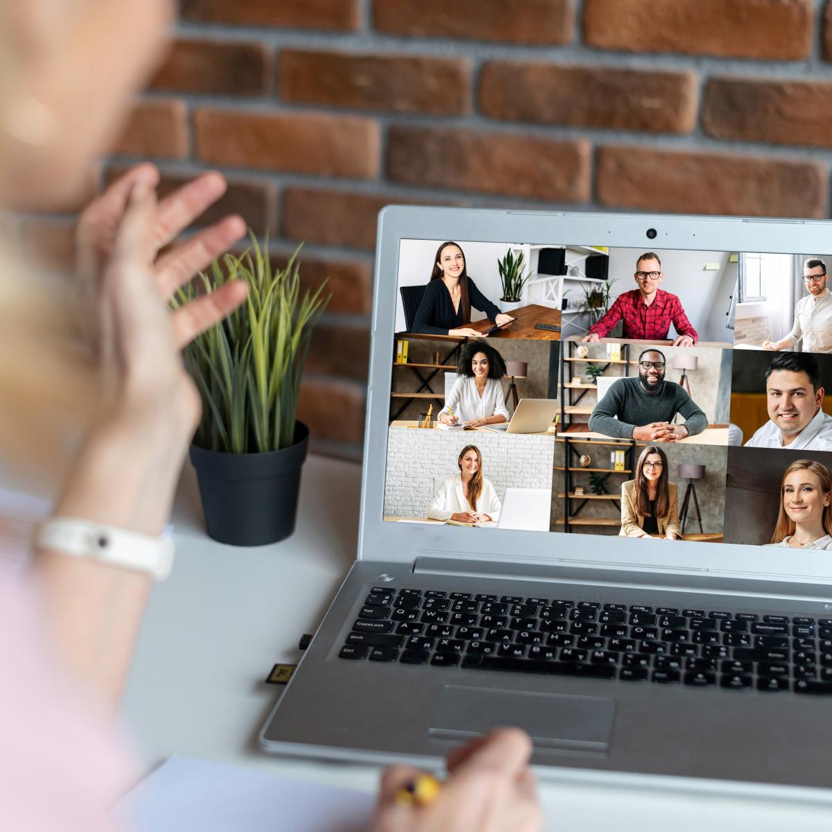 woman participating in virtual discussion