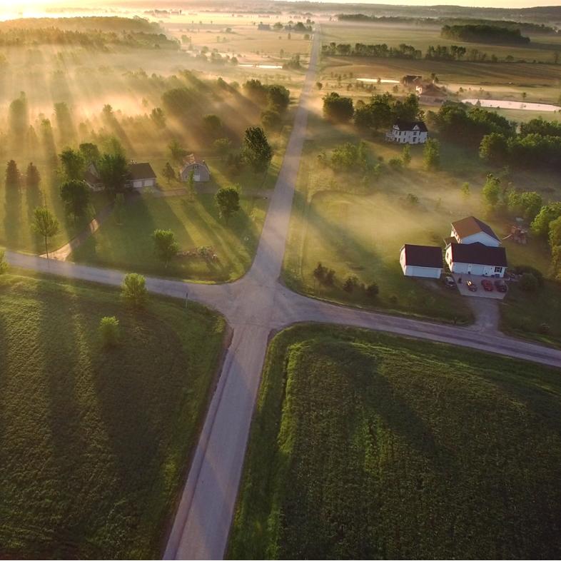 Aerial view of farm