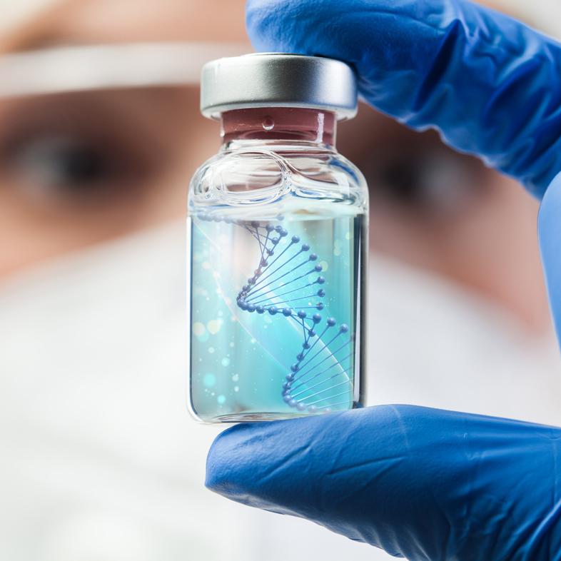 Scientist holding dna 