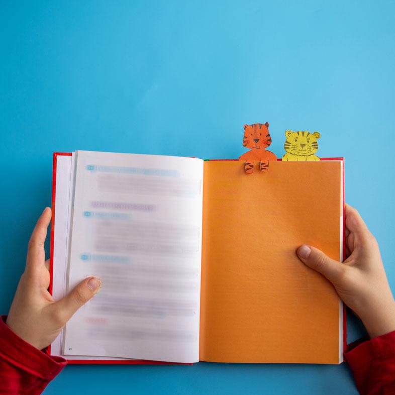 Open book with bookmarks