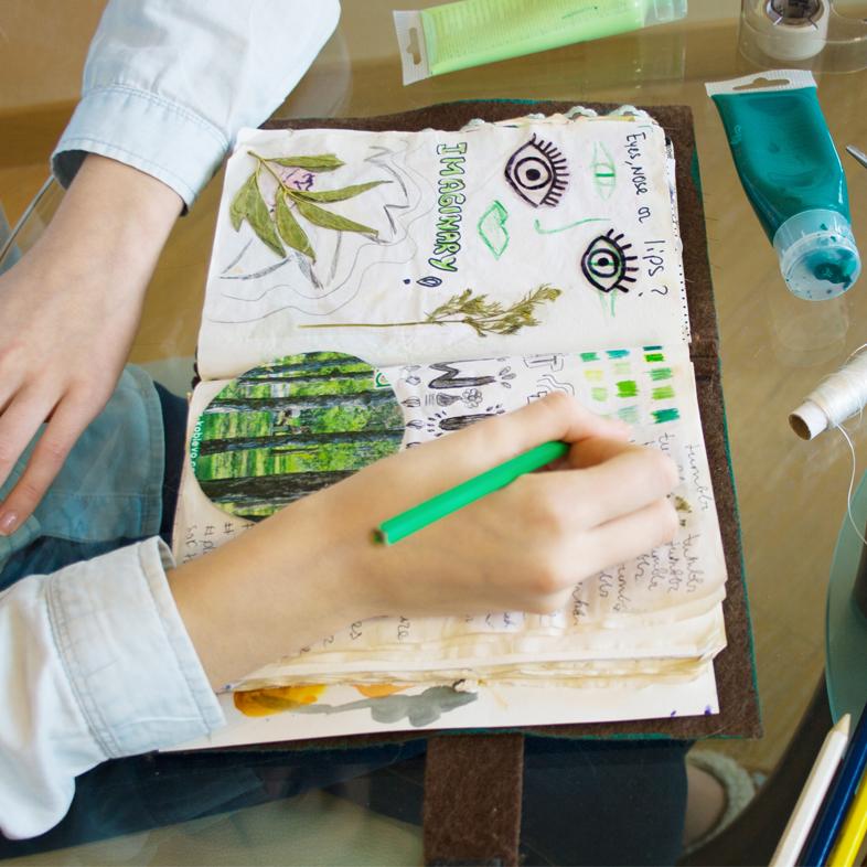 Person working on DIY magazine