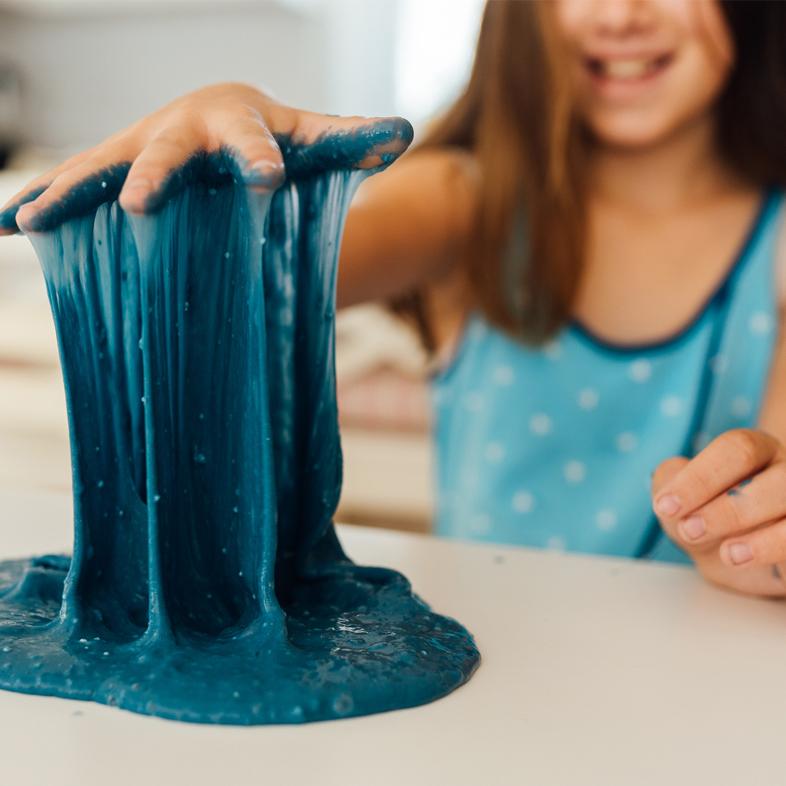 Girl playing with slime