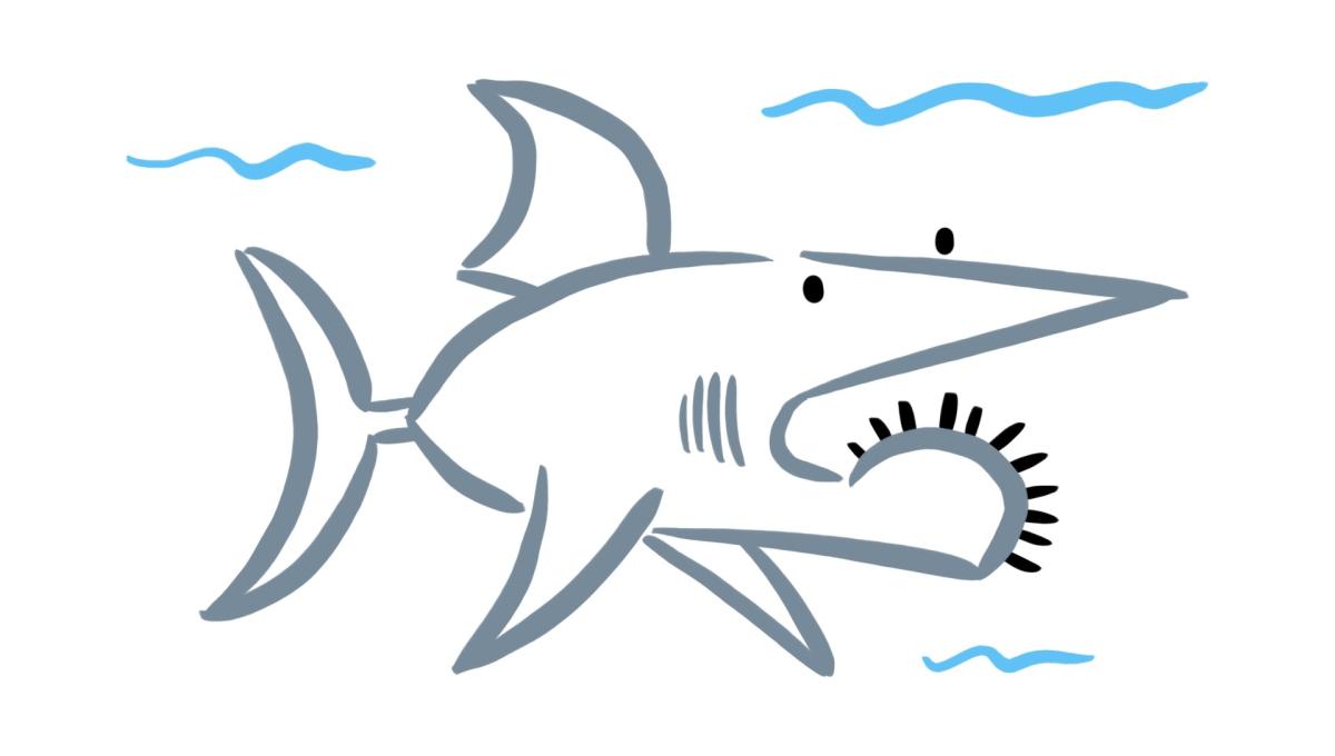cartoon drawing of prehistoric shark