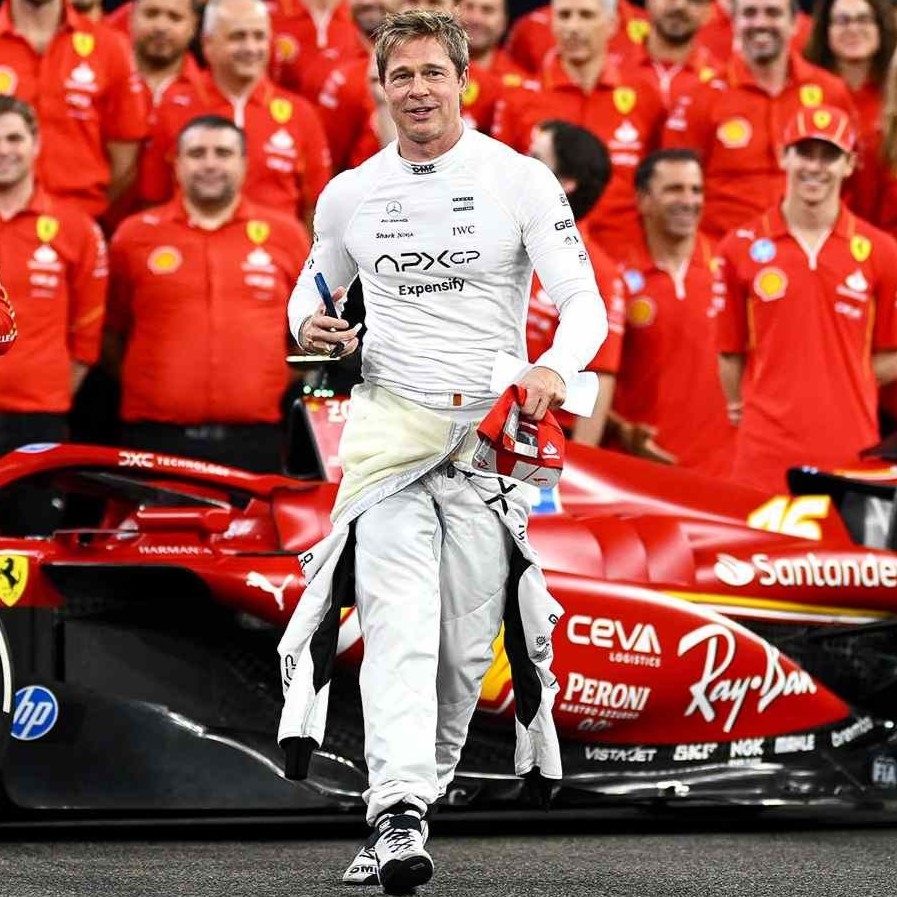 cast of F1 movie and race car