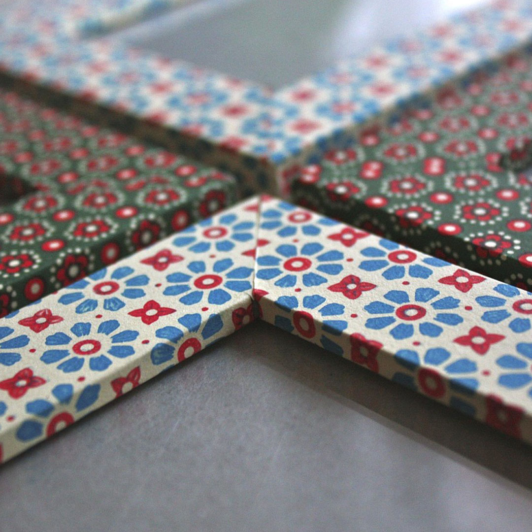 Picture frames painted in floral patterns